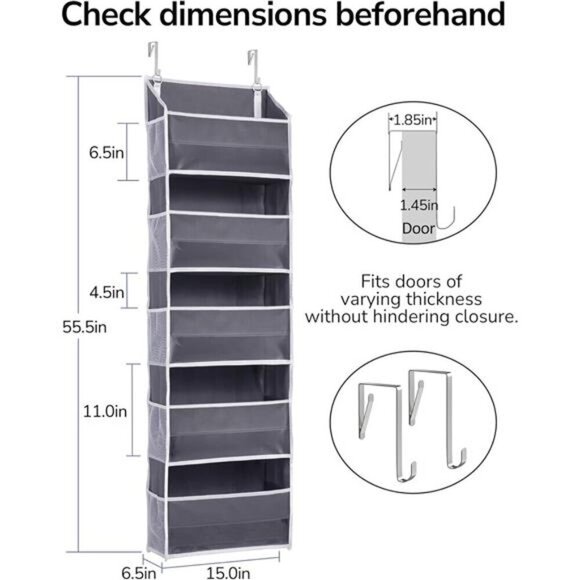 Over Door Hanging Organizer 5 Pocket Storage for Toys Shoes Diapers Closet - Picture 2 of 8